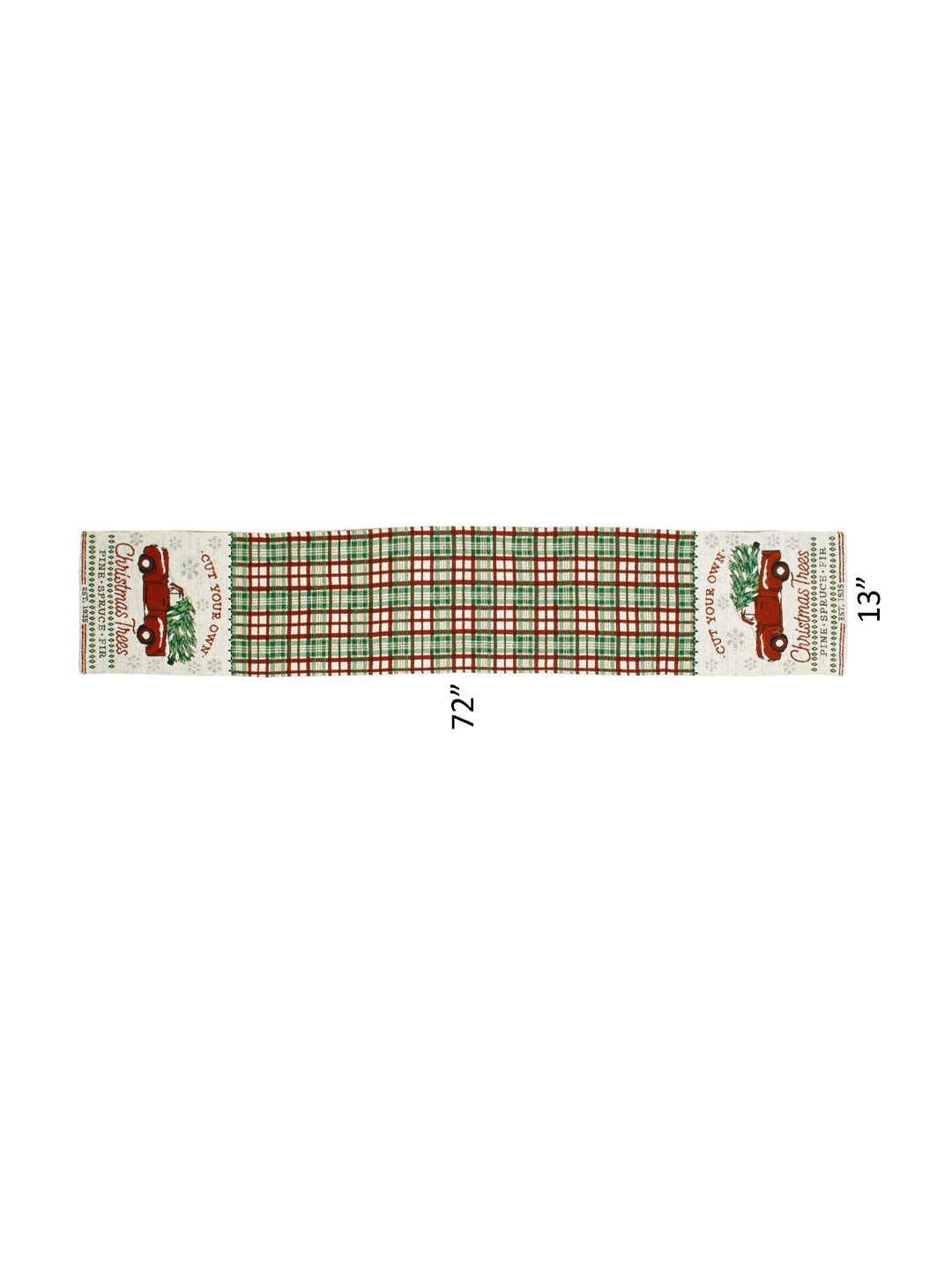

AVI Living White & Green Christmas Checked Woven Table Runner 600 GSM