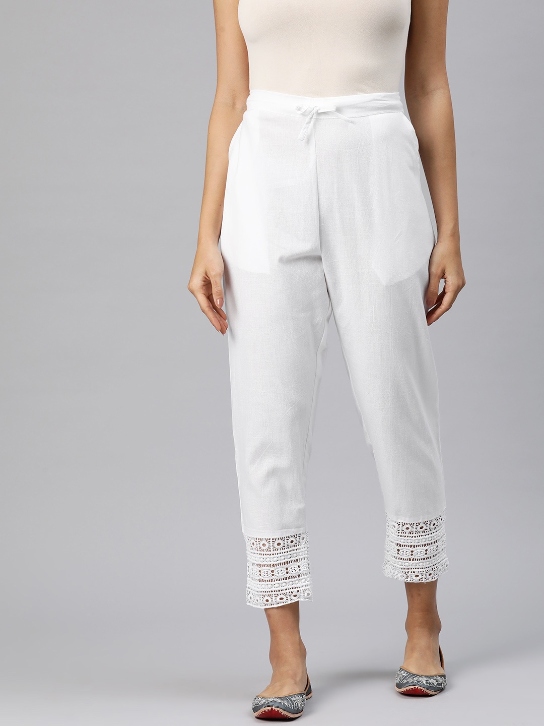 

Readiprint Straight Fit High-Rise Ethnic Trousers, White