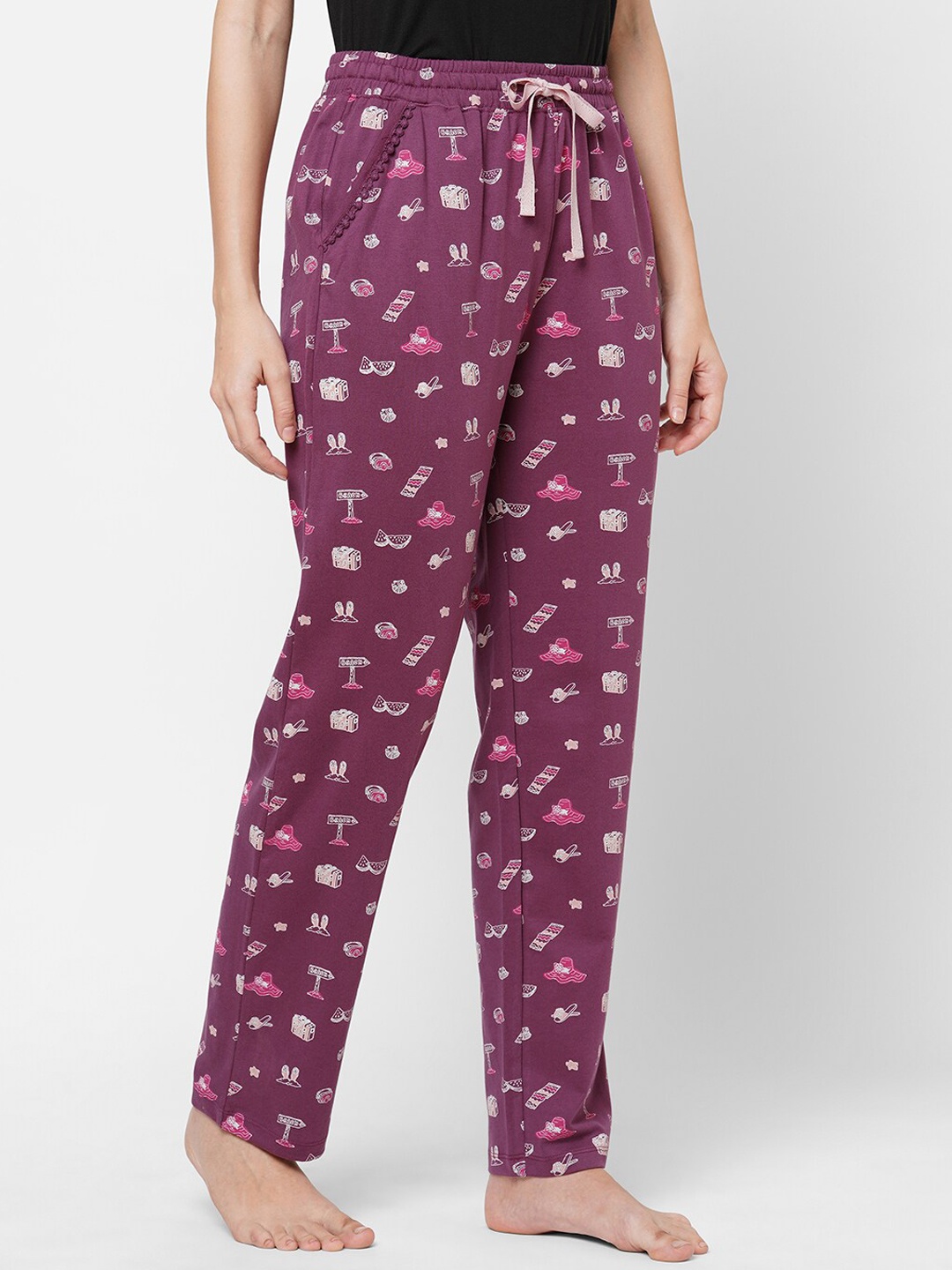 

MAYSIXTY Mid-Rise Printed Lounge Pant, Purple