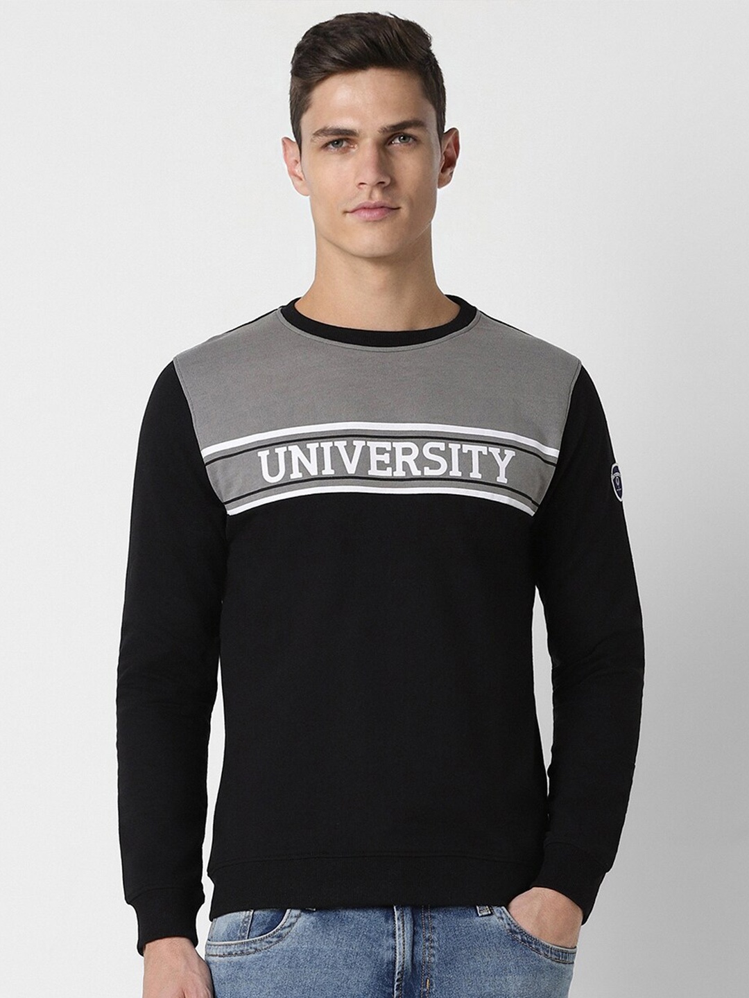 

PETER ENGLAND UNIVERSITY Typography Printed Cotton Pullover, Black