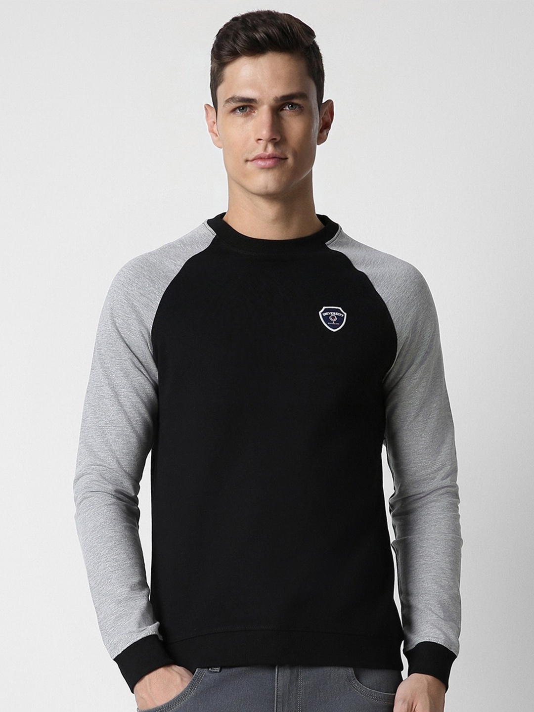 

PETER ENGLAND UNIVERSITY Raglan Sleeves Cotton Pullover, Black