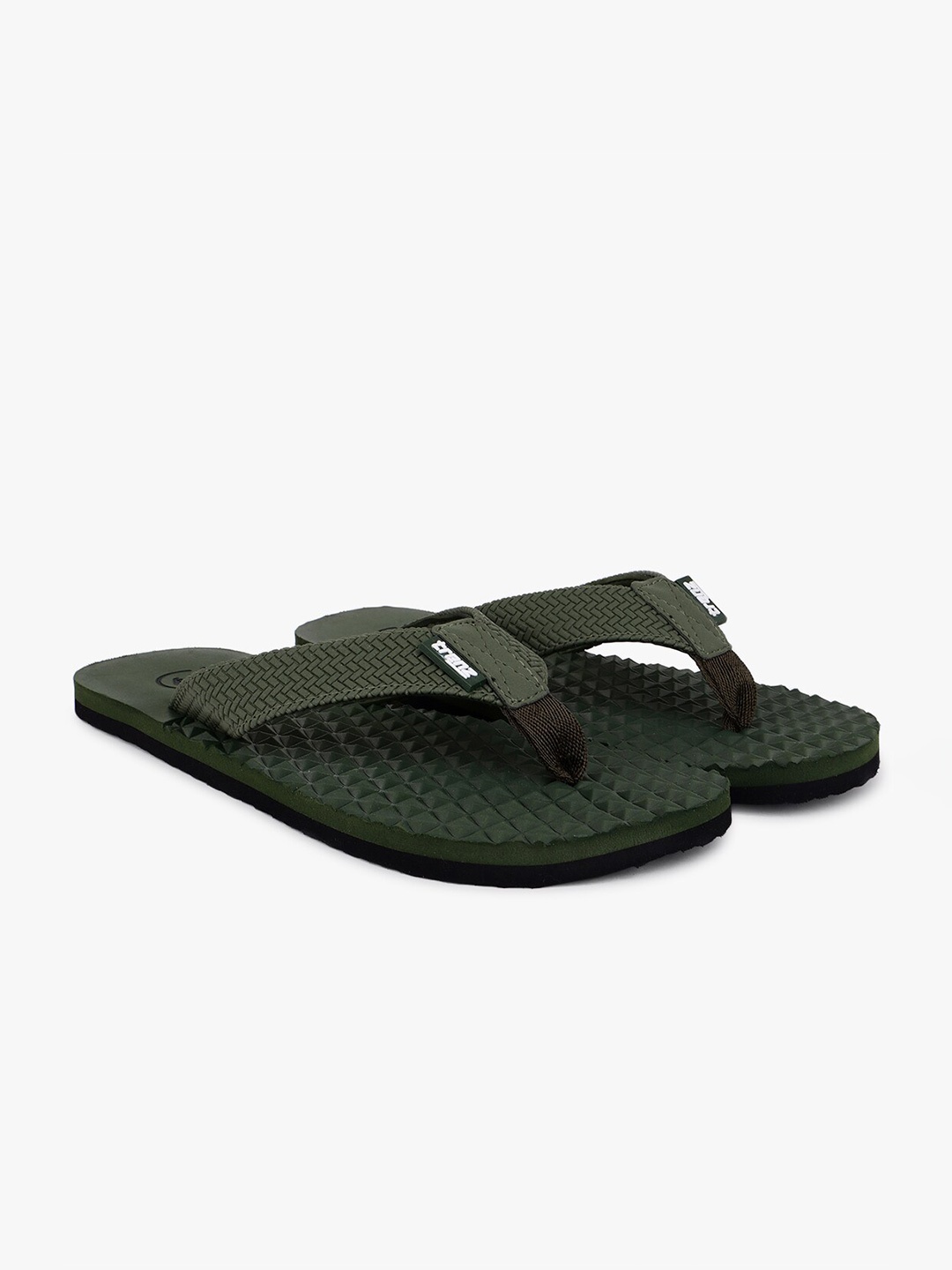 

Trenz Men Crystal Textured Thong Flip-Flops, Olive