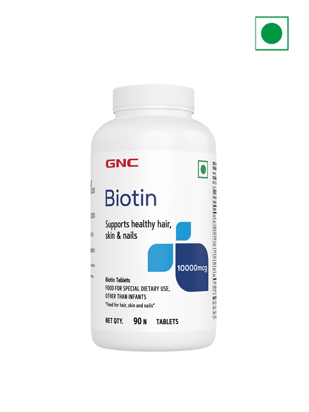 

GNC Biotin 10000mcg Tablets For Healthy Skin Hair & Nails - 90 Tablets, White