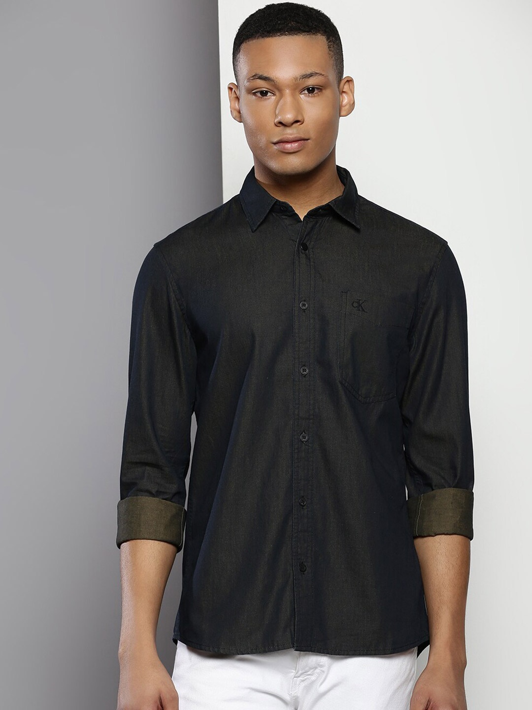 

Calvin Klein Jeans Slim Fit Pure Cotton Casual Shirt, Black