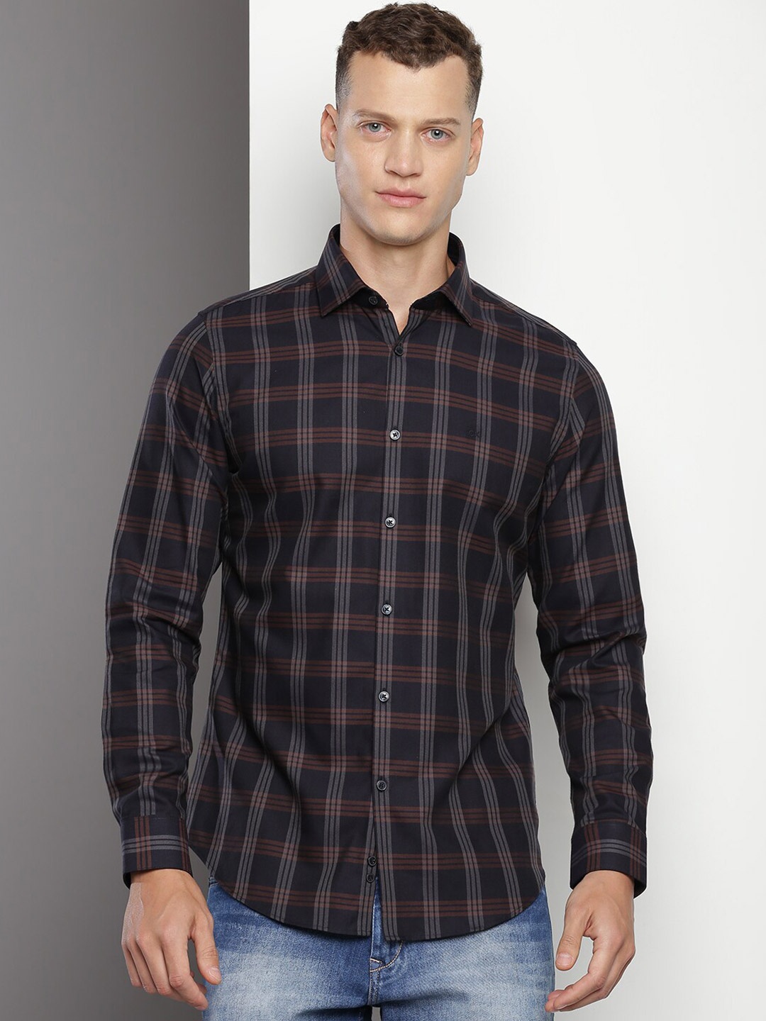 

Calvin Klein Slim Fit Checked Casual Shirt, Navy blue