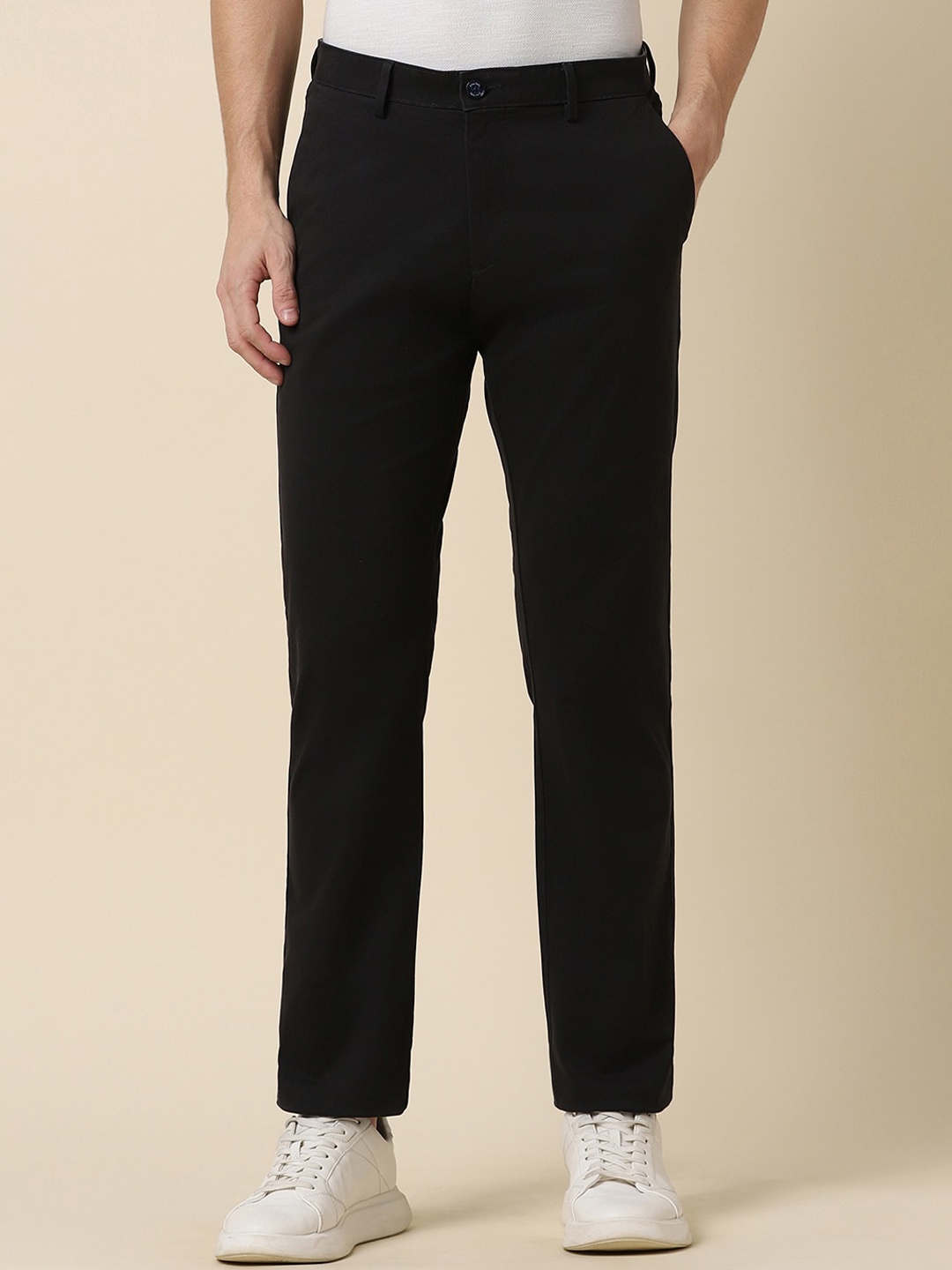 

Allen Solly Men Mid-Rise Regular Fit Cotton Trousers, Black