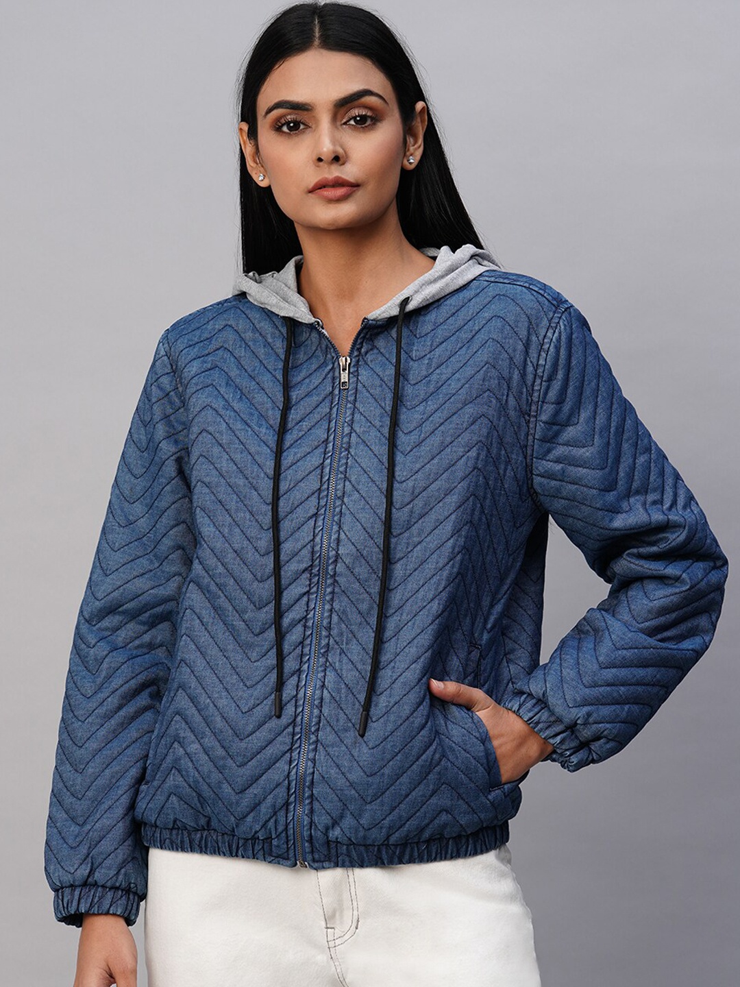 

Chemistry Hooded Bomber Jacket, Blue