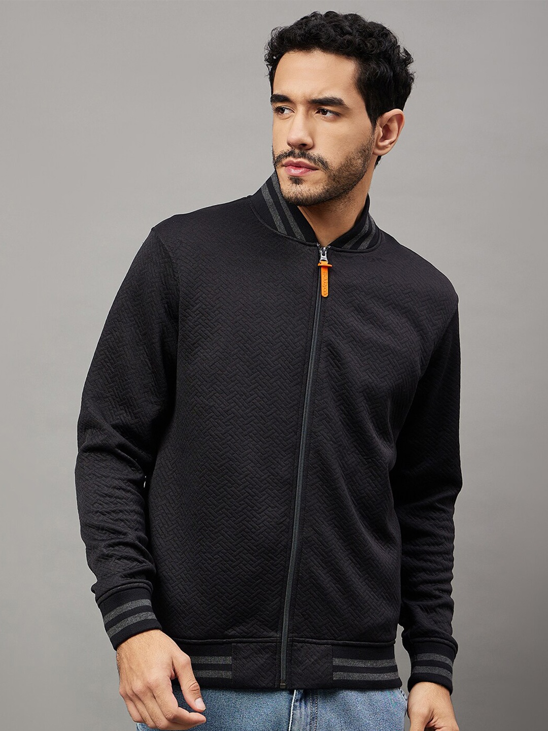 

Club York Mock Collar Cotton Sweatshirt, Black