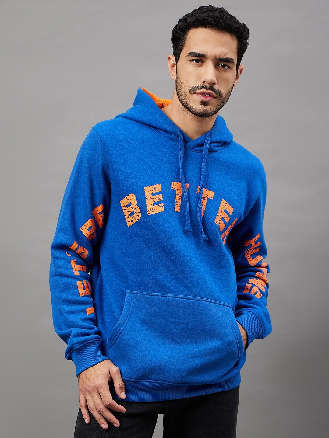 

Club York Typography Printed Hooded Fleece Sweatshirt, Blue