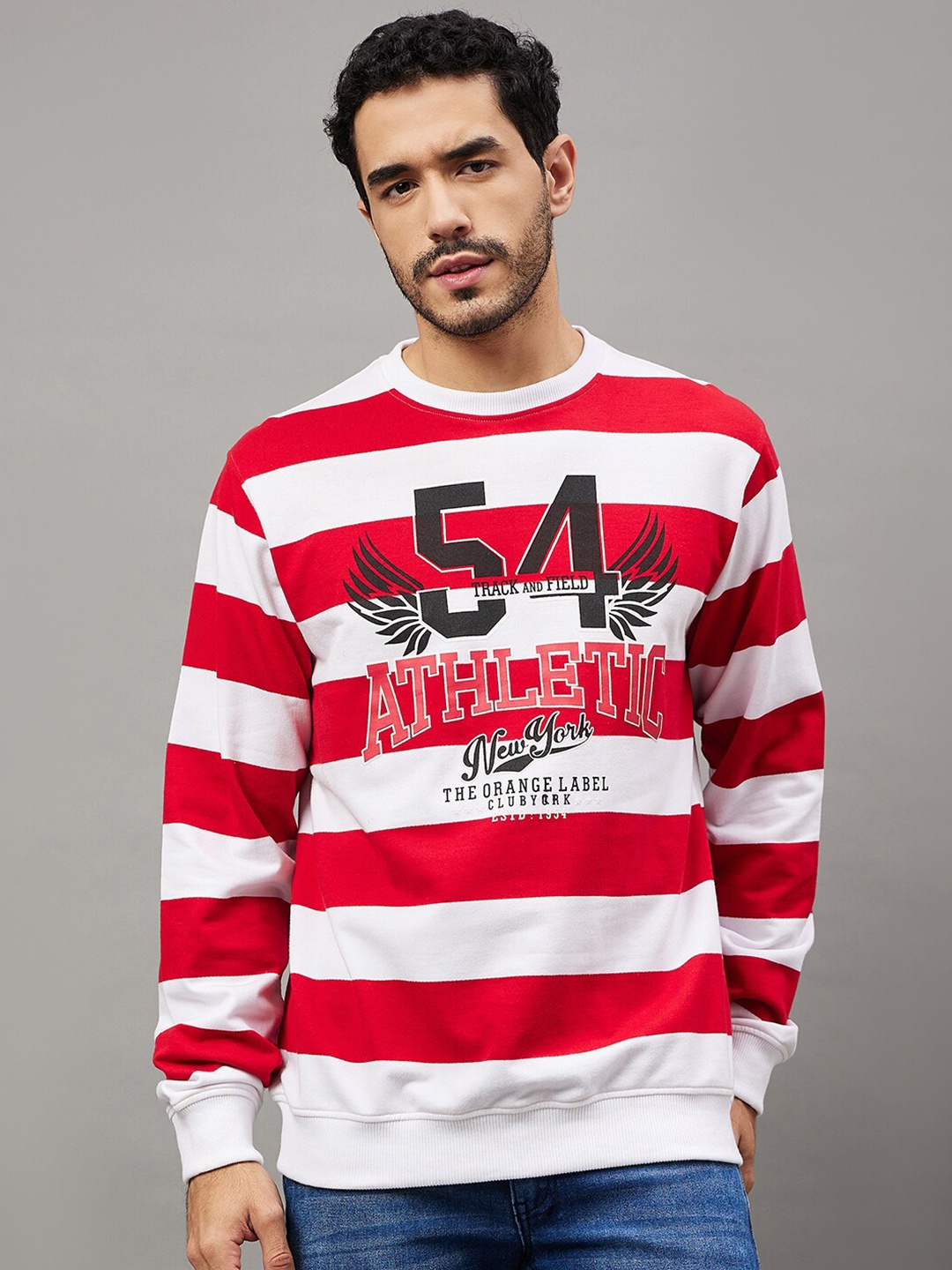 

Club York Striped Cotton Sweatshirt, White