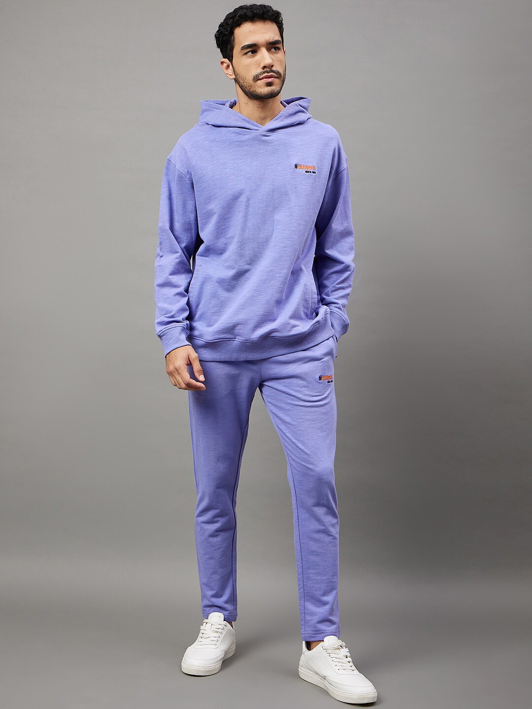 

Club York Long Sleeves Cotton Terry Hood Pullover Sweatshirt, Purple