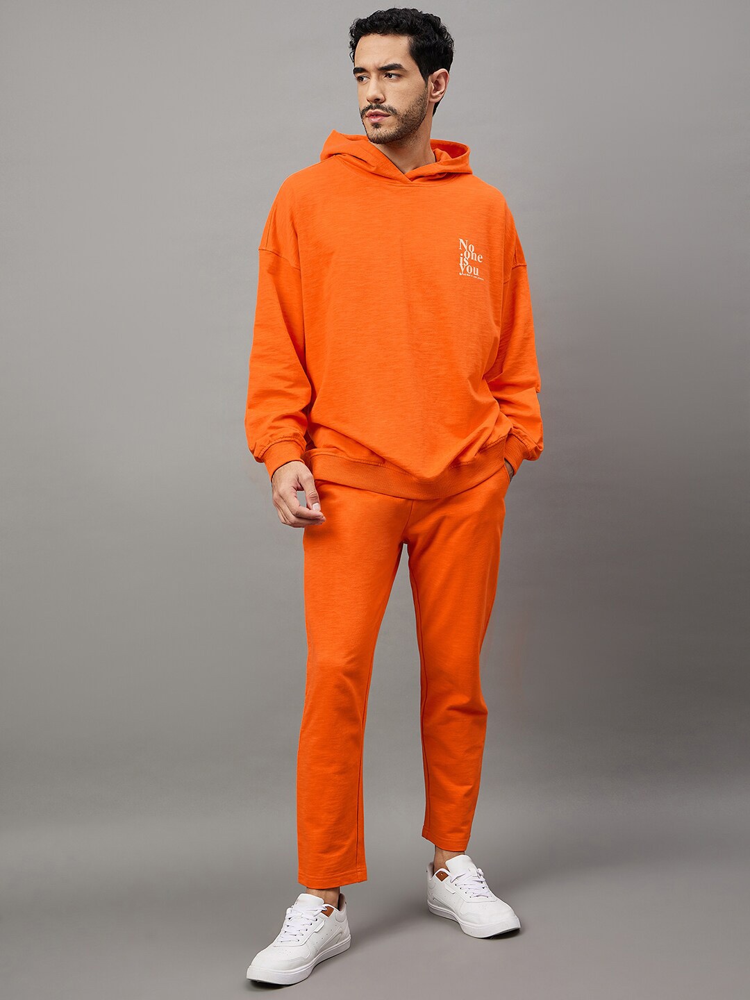 

Club York Long Sleeves Cotton Terry Hood Pullover Sweatshirt, Orange