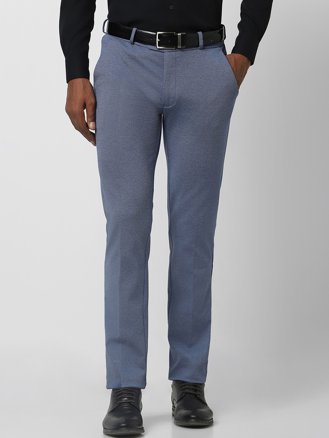 

Peter England Men Slim Fit Formal Trousers, Blue