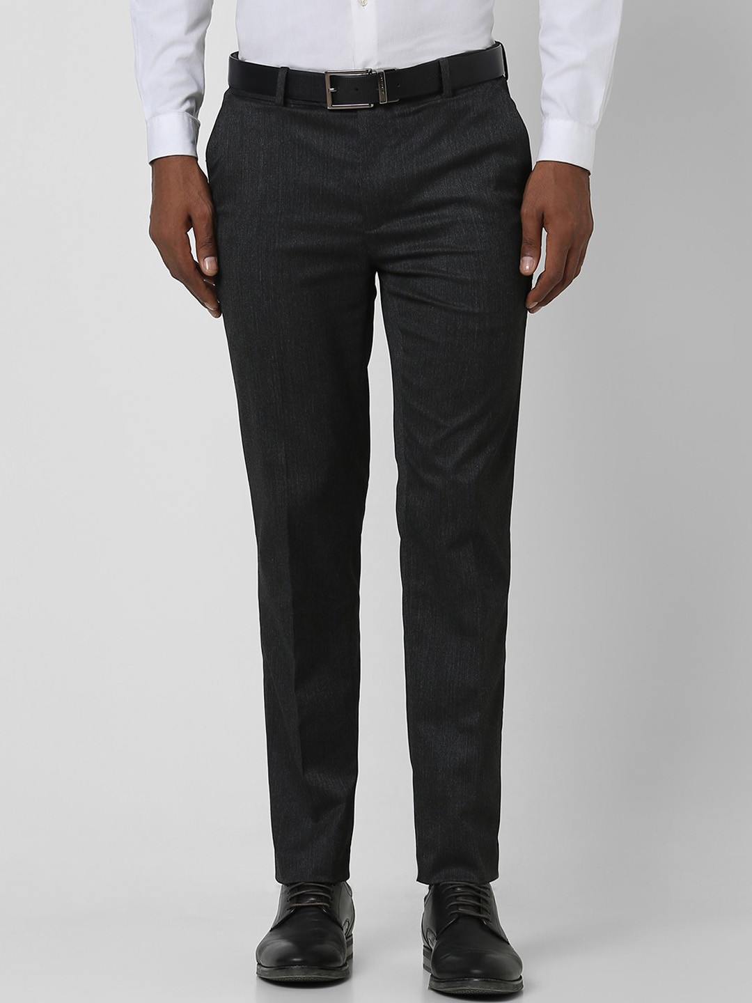 

Peter England Men Slim Fit Formal Trousers, Black