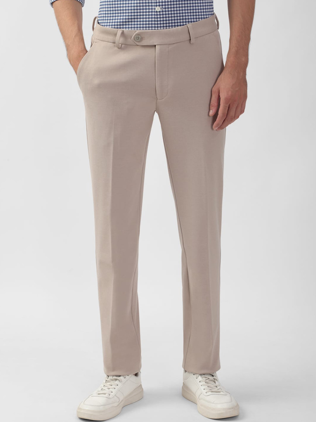 

Peter England Men Beige Slim Fit Trousers