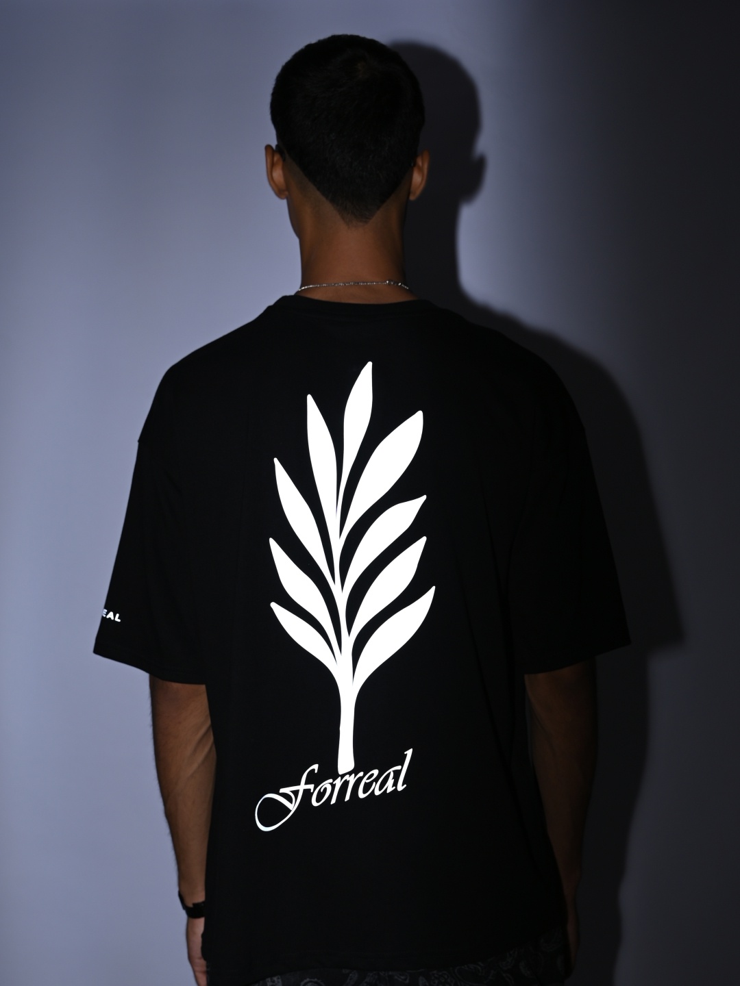 

OG For Real Graphic Printed Drop-Shoulder Sleeves Cotton Oversized T-shirt, Black