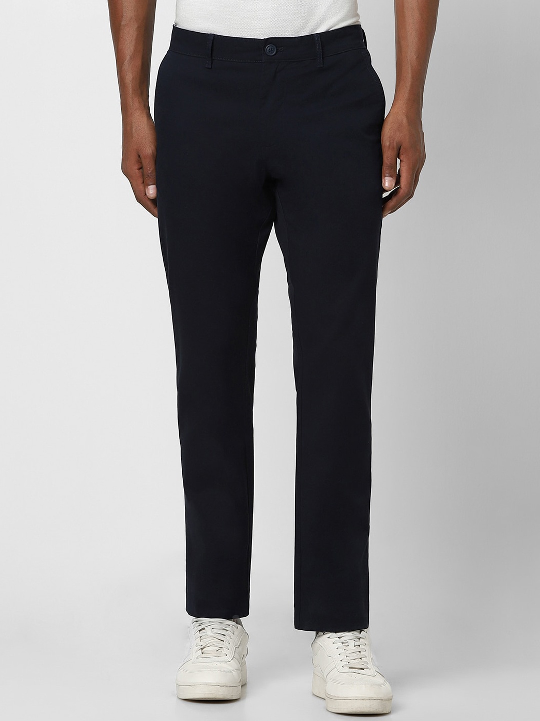 

Peter England Casuals Men Slim Fit Chinos Trousers, Navy blue