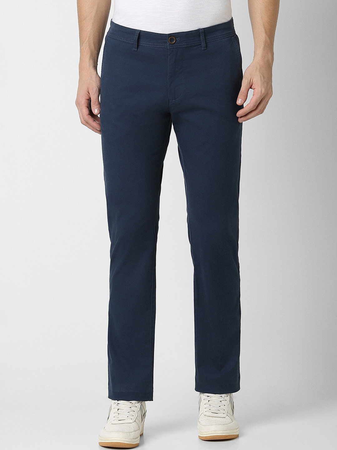 

Peter England Casuals Men Slim Fit Mid-Rise Trousers, Blue