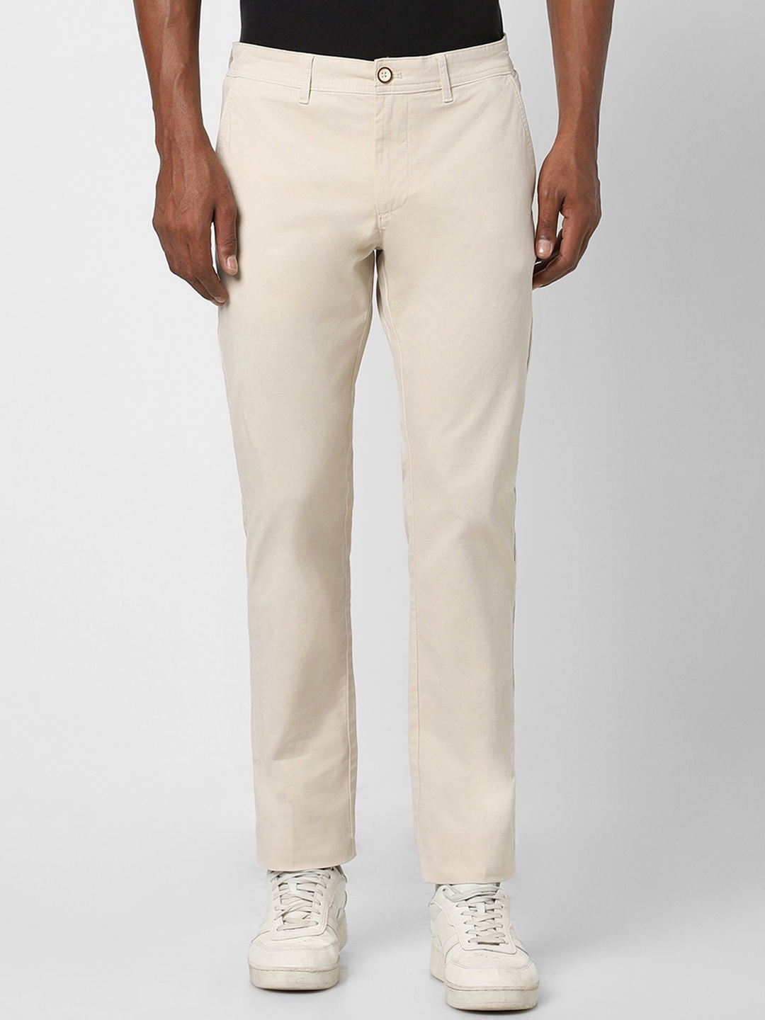 

Peter England Casuals Men Slim Fit Mid-Rise Trousers, Cream