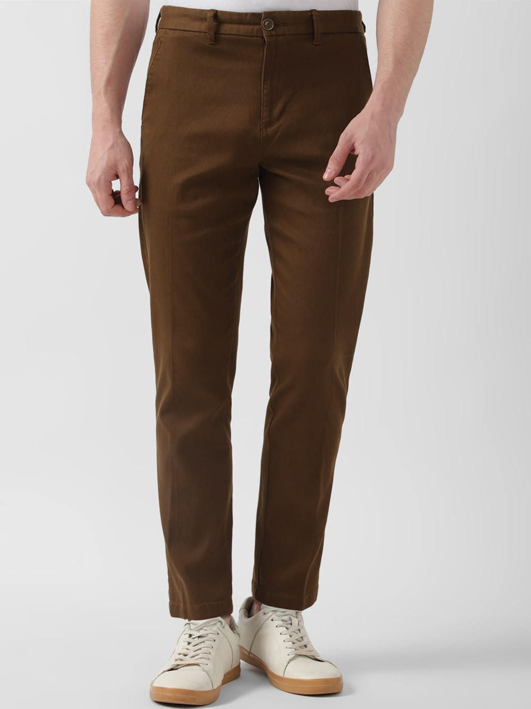 

Peter England Casuals Men Slim Fit Chinos Trousers, Brown