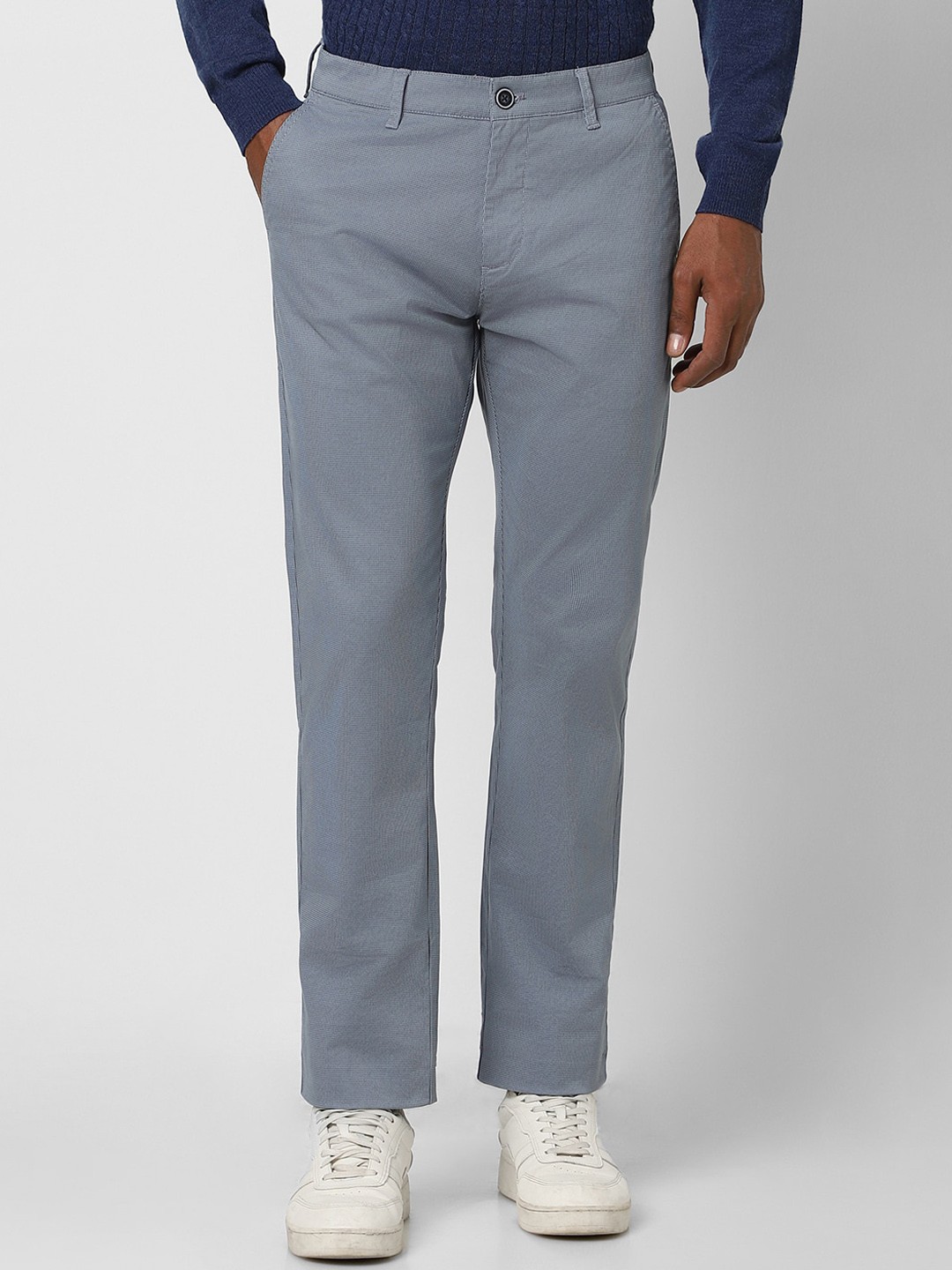 

Peter England Casuals Men Slim Fit Trousers, Blue