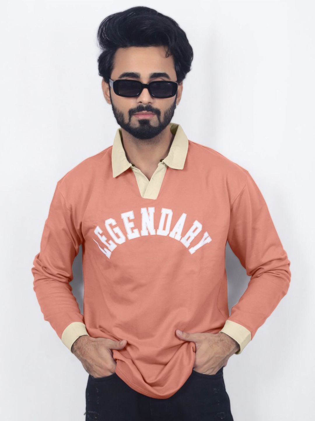 

Maniac Typography Printed Cotton Oversized T-shirt, Peach