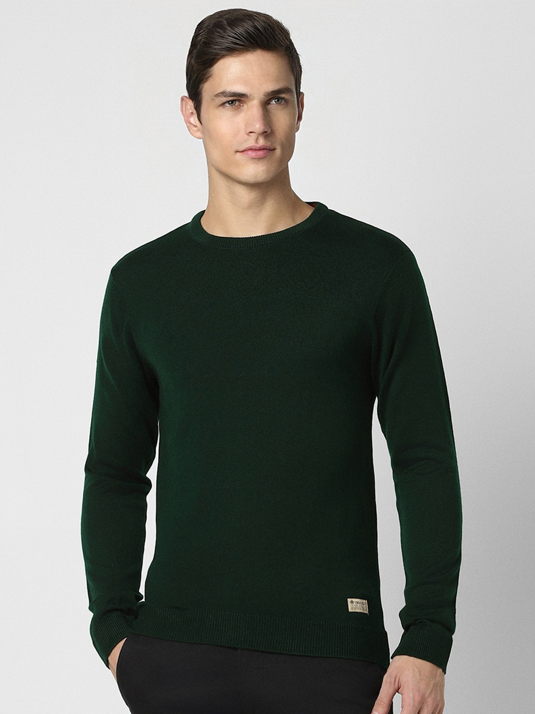 

PETER ENGLAND UNIVERSITY Round Neck Long Sleeves Acrylic Pullover Sweater, Green