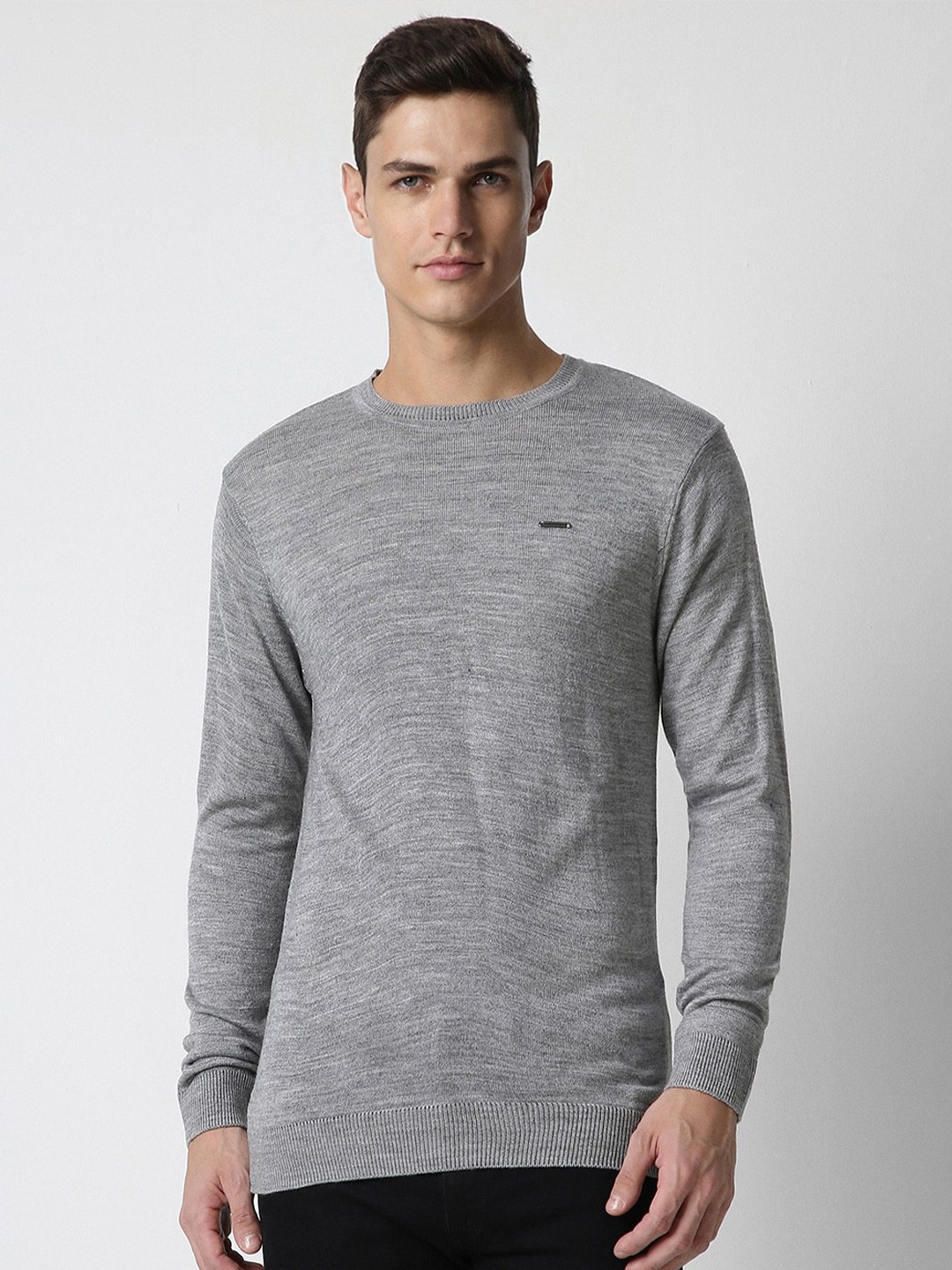 

PETER ENGLAND UNIVERSITY Self Design Round Neck Pullover, Grey