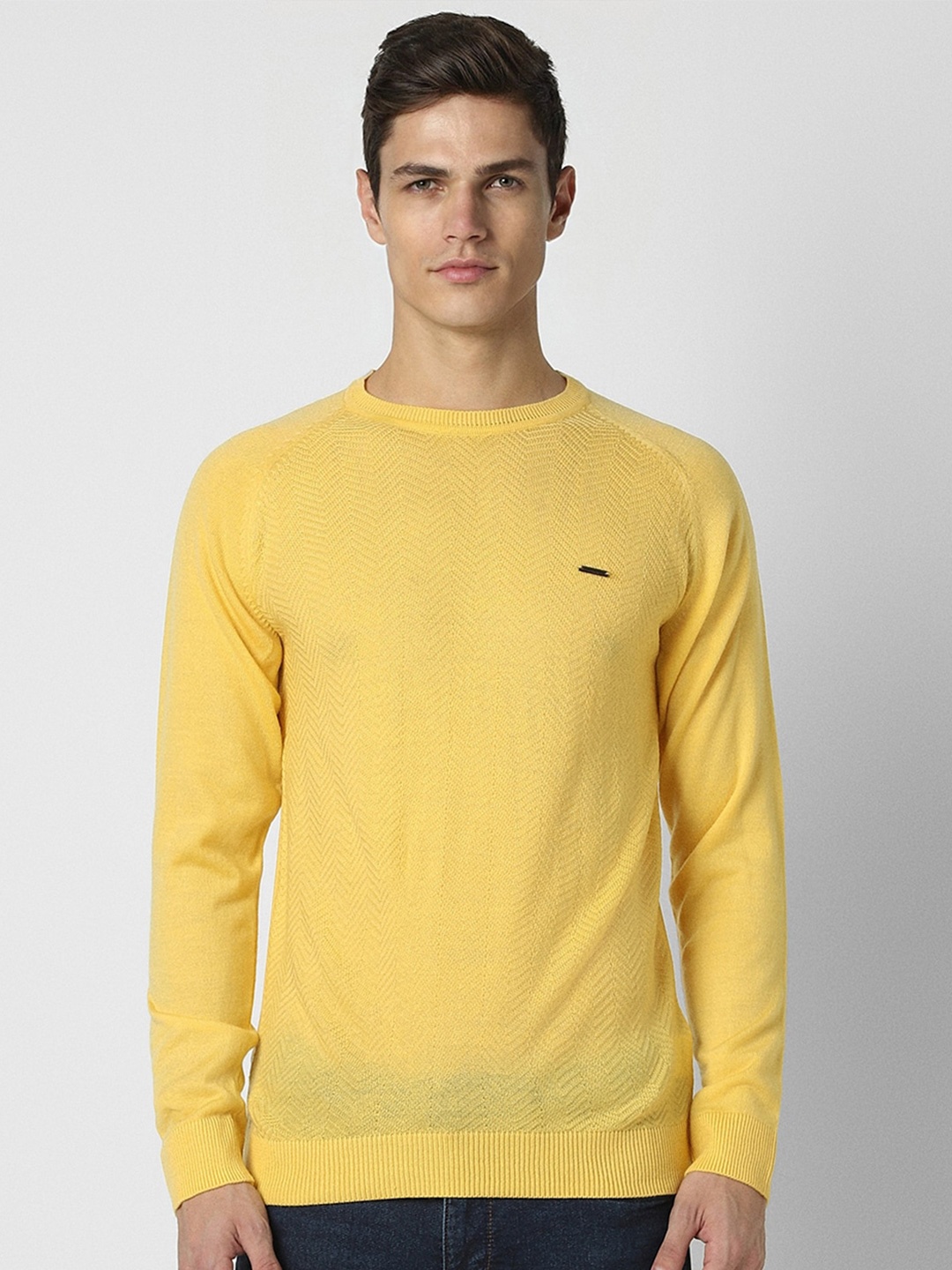 

PETER ENGLAND UNIVERSITY Raglan Sleeves Round Neck Pullover, Yellow