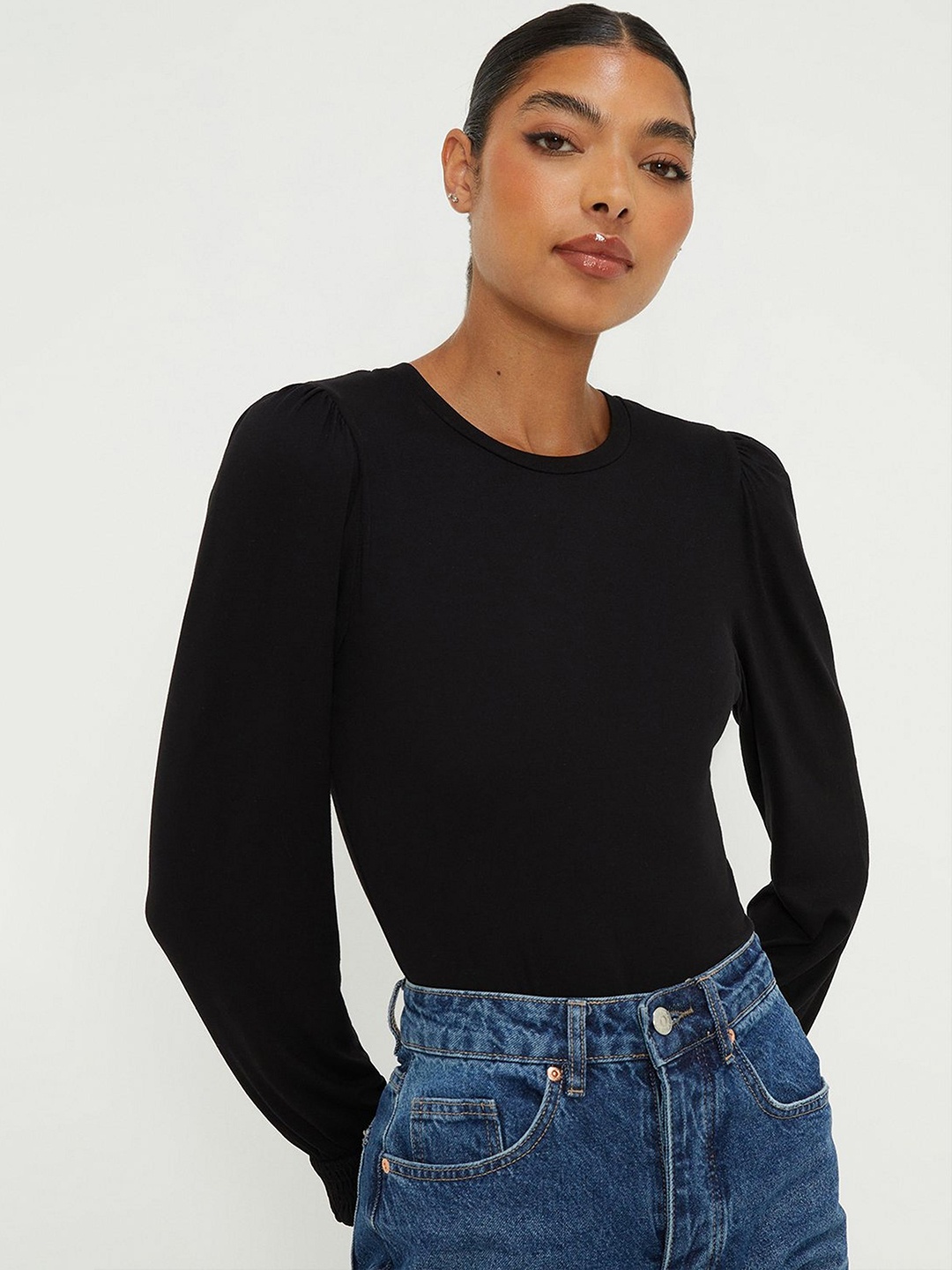 

DOROTHY PERKINS Puff Sleeve Top, Black