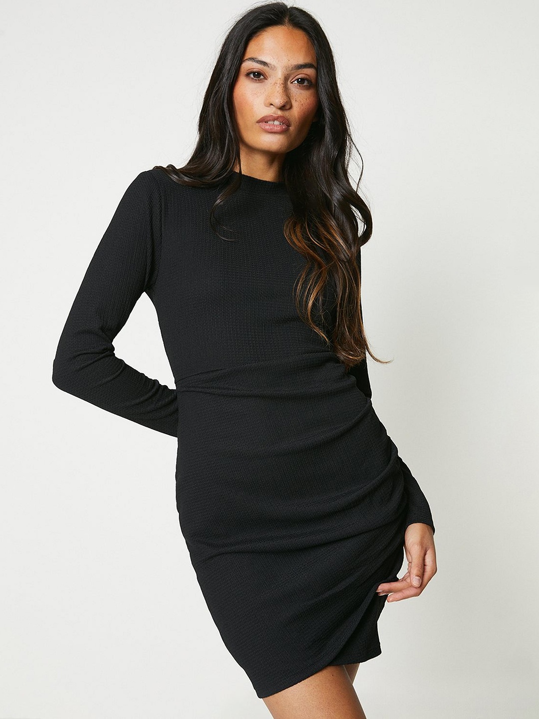 

DOROTHY PERKINS Wrap Detail Bodycon Mini Dress, Black