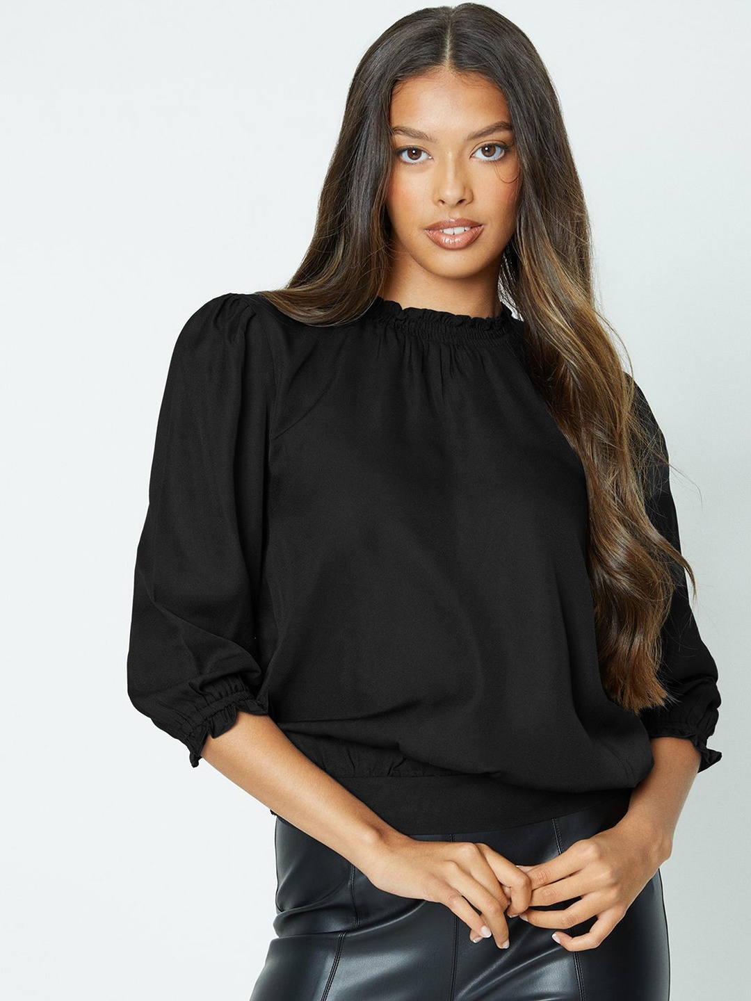 

DOROTHY PERKINS Puff Sleeve Blouson Top, Black