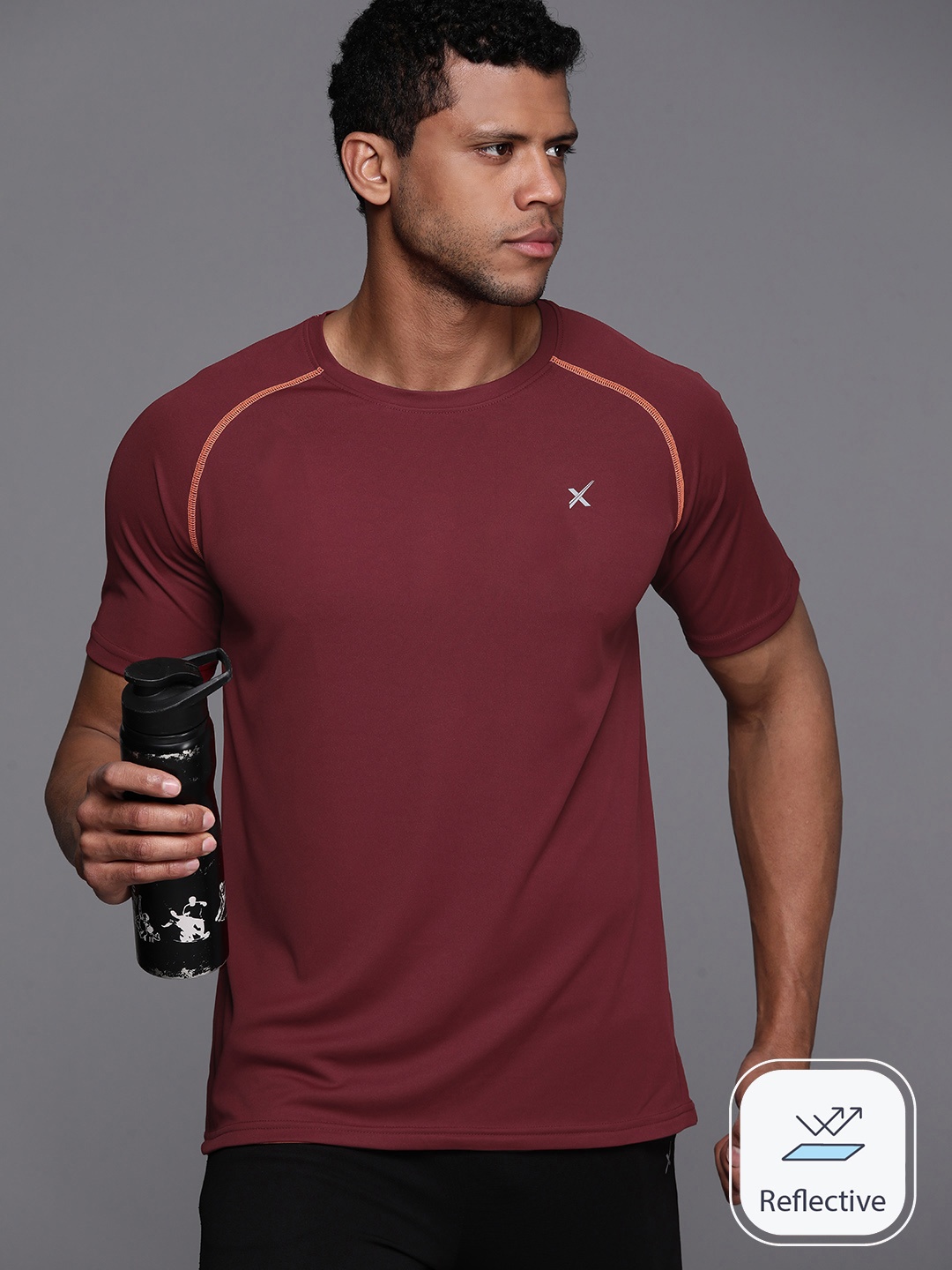 

HRX by Hrithik Roshan Men Raglan Sleeves Sports T-shirt, Maroon