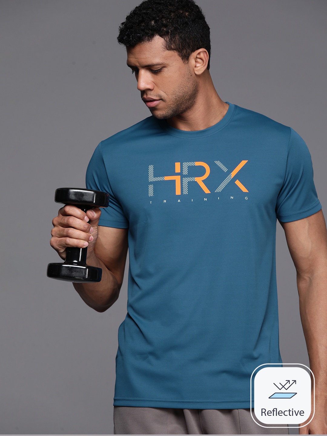 

HRX by Hrithik Roshan Men Brand Logo Printed Sports T-shirt, Blue
