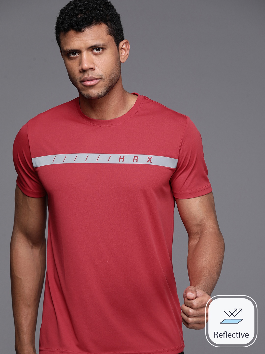 

HRX by Hrithik Roshan Men Brand Logo Printed Sports T-shirt, Red