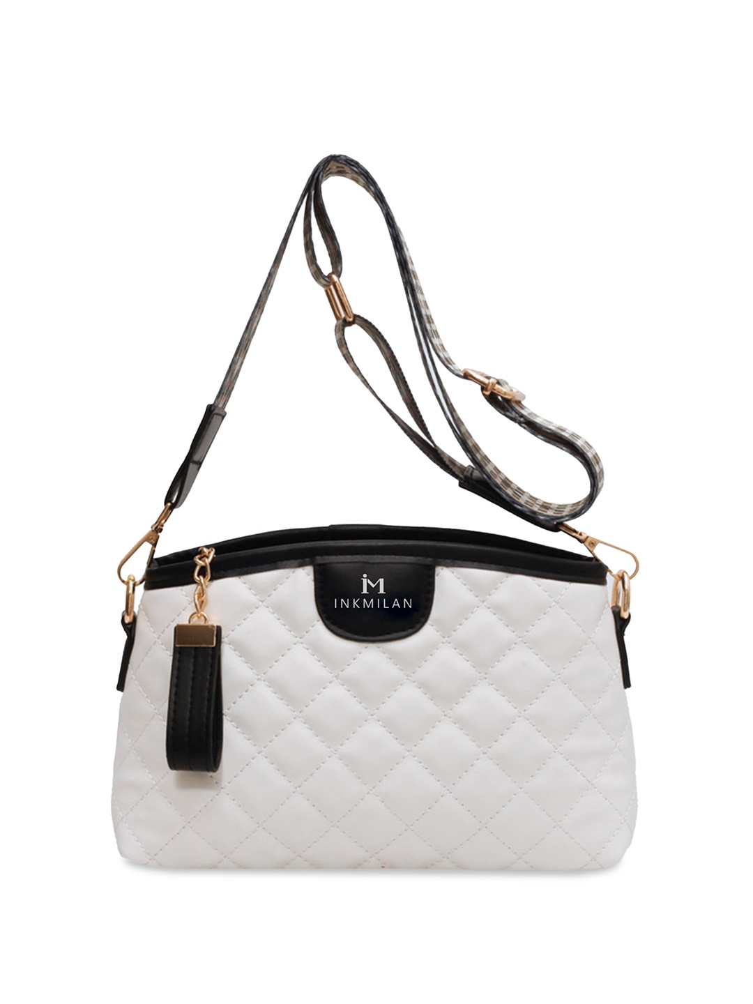 

INKMILAN Quilted Structured Sling Bag, White