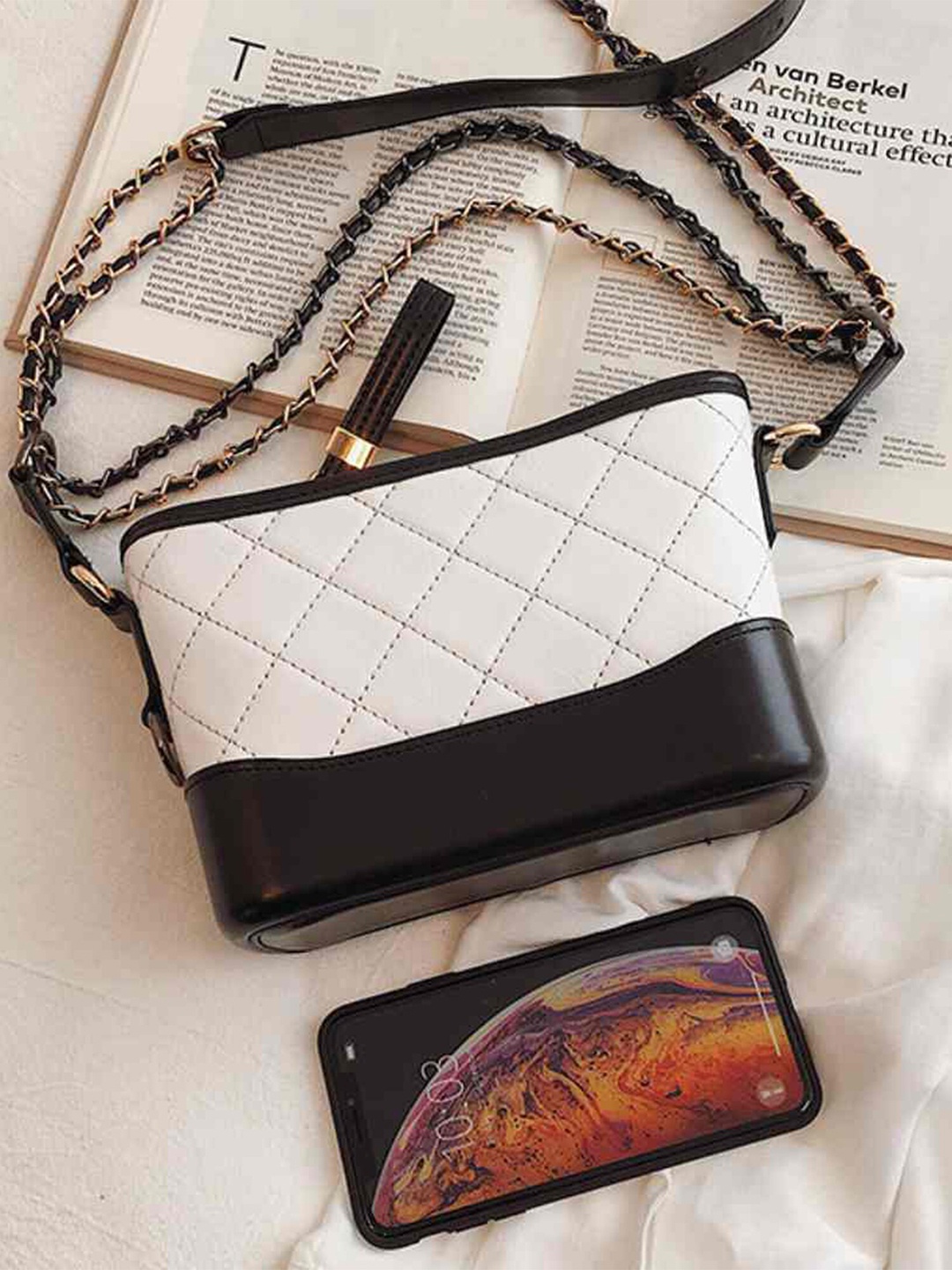 

INKMILAN Textured Structured Sling Bag, White