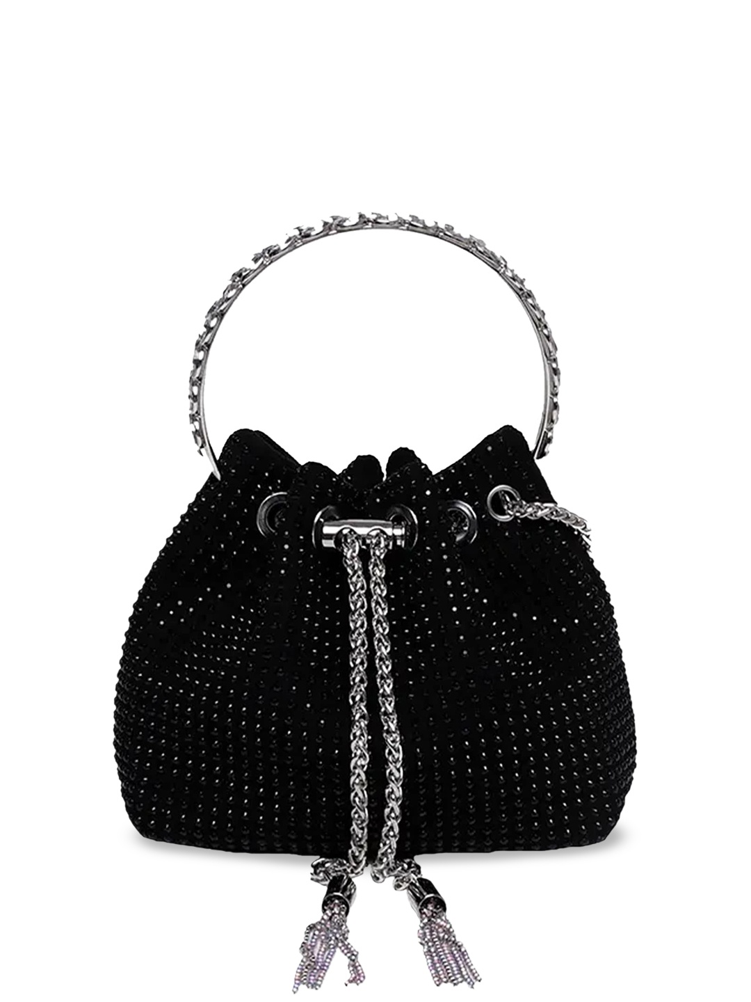 

INKMILAN Black Embellished Suede Handheld Bag