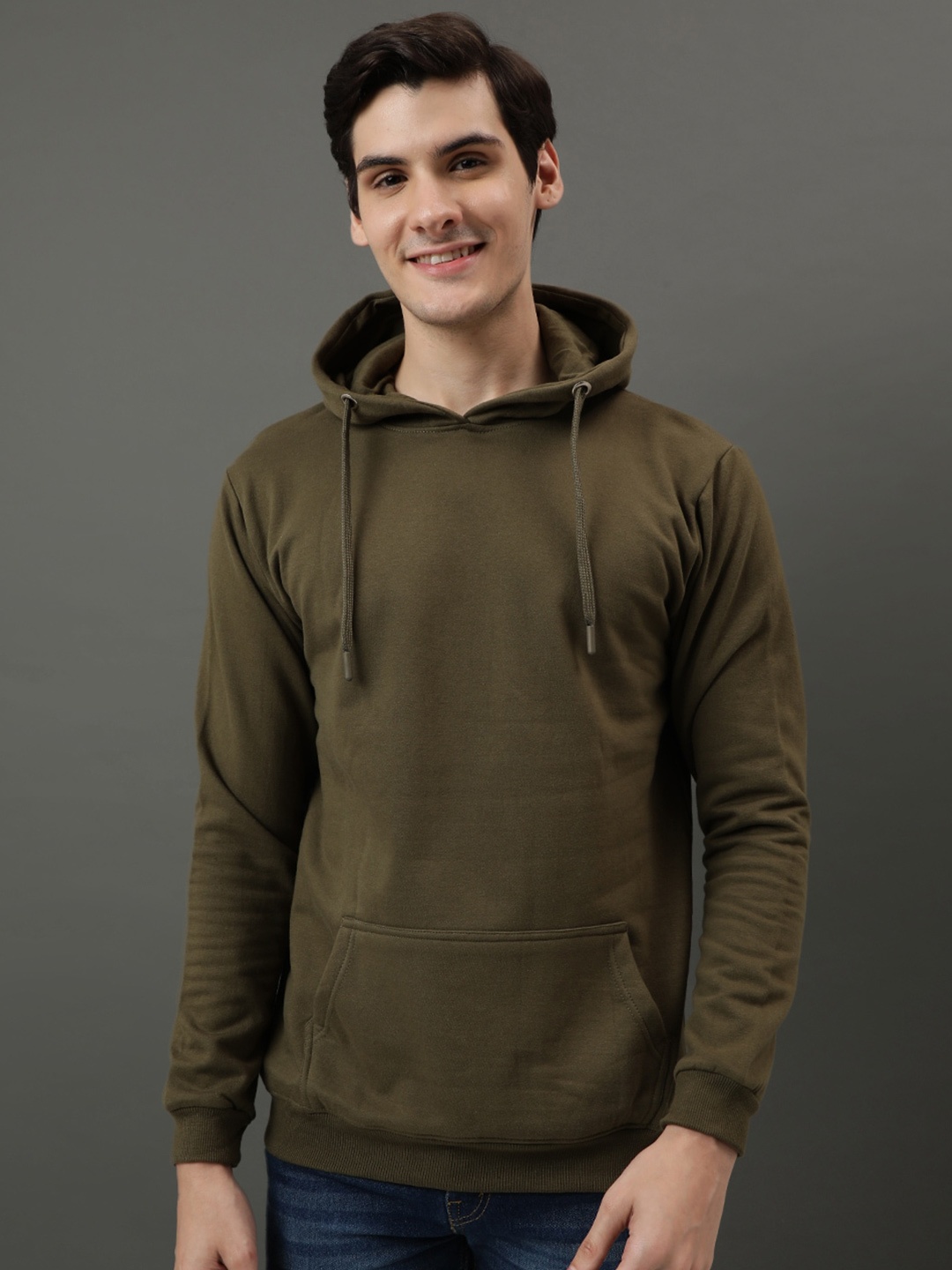 

ADRO Cotton Hooded Sweatshirt, Olive