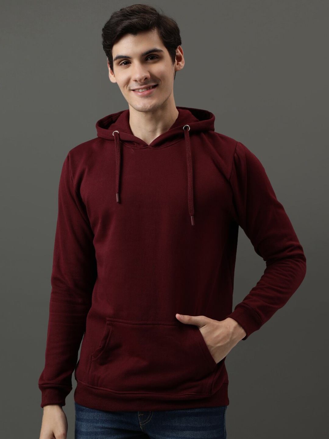 

ADRO Hooded Cotton Sweatshirt, Maroon