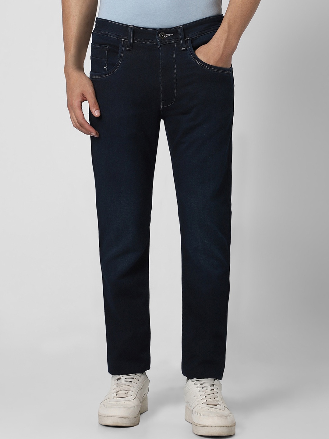 

VAN HEUSEN DENIM LABS Men Clean Look Slim Fit Stretchable Jeans, Navy blue
