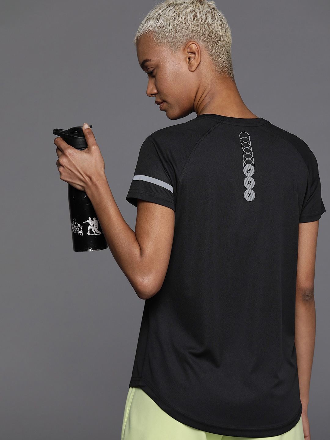 

HRX by Hrithik Roshan Brand Logo Printed Sports T-shirt, Black