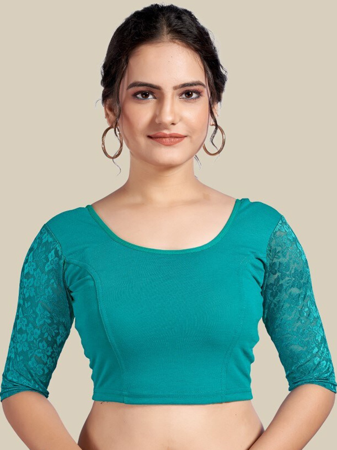 

HIMRISE Woven Design Silk Ready To Wear Saree Blouse, Blue
