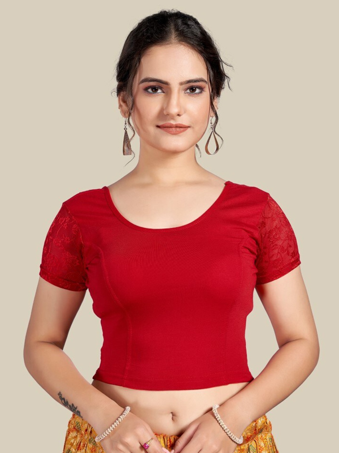 

HIMRISE Silk Ready To Wear Saree Blouse, Red