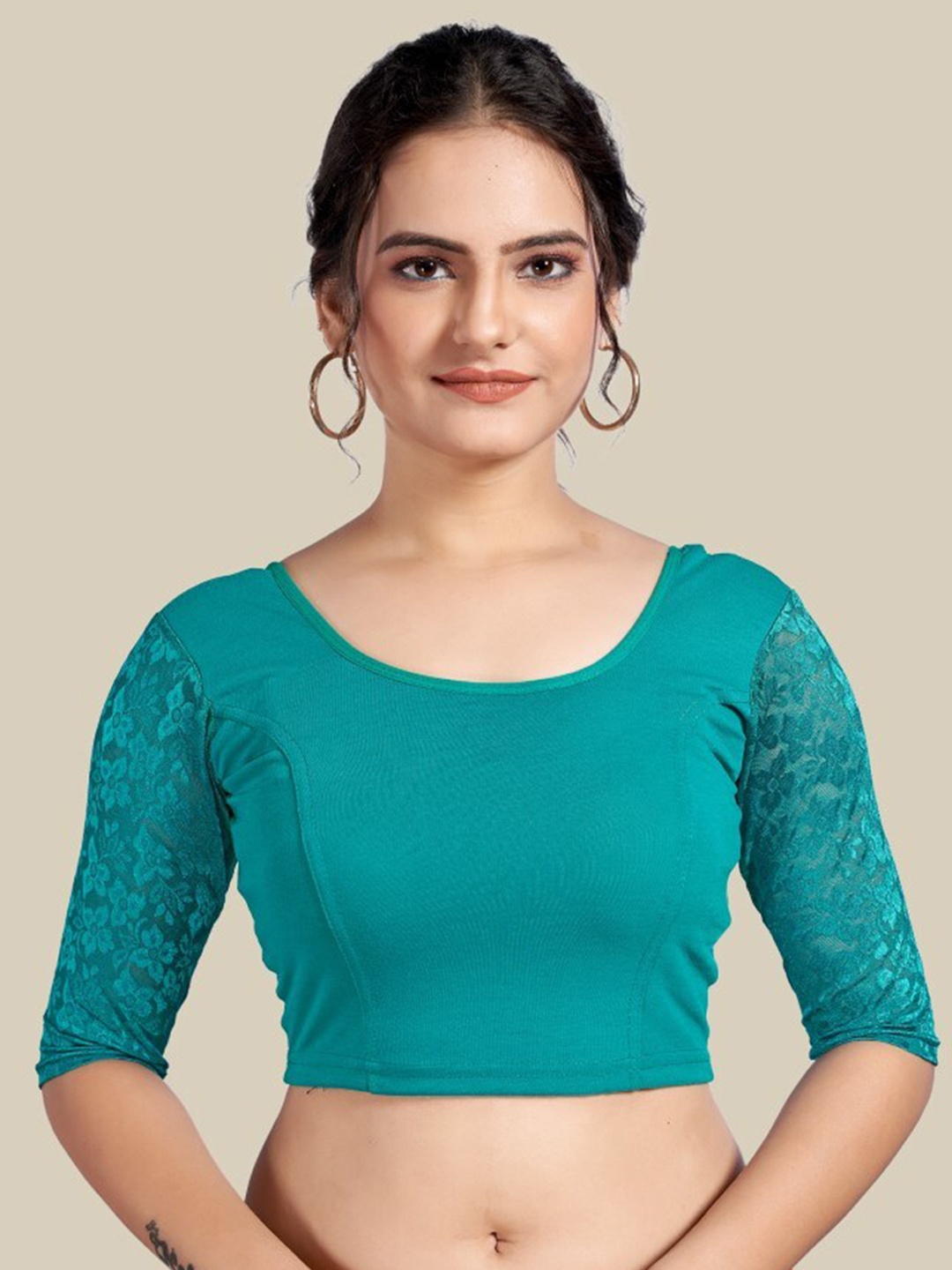 

HIMRISE Self Design Silk Saree Blouse, Blue