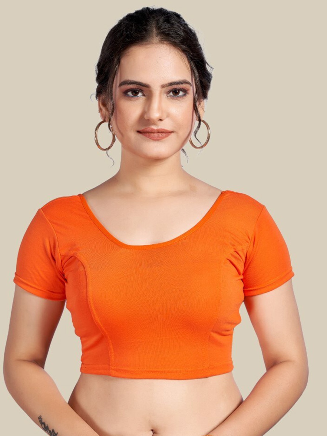 

HIMRISE Short Sleeve Saree Blouse, Orange