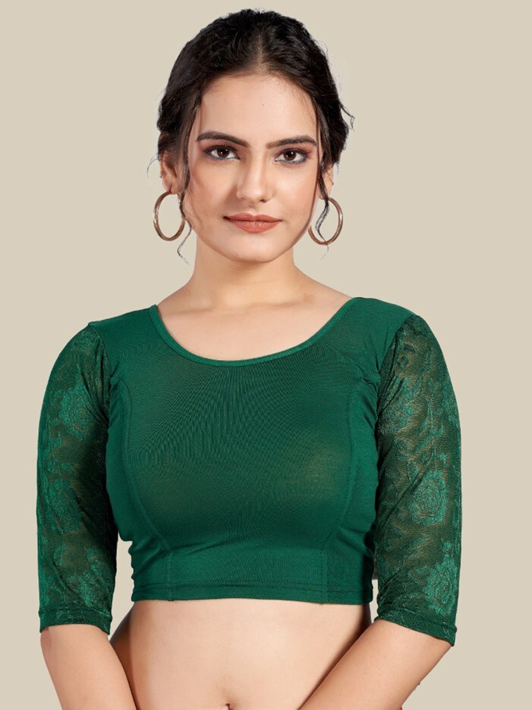 

HIMRISE U-Neck Saree Blouse, Green