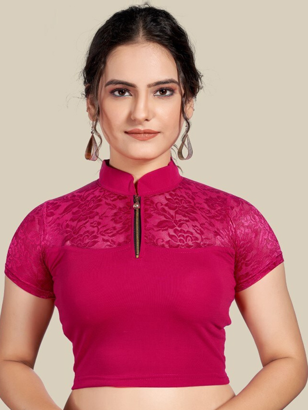 

HIMRISE Self Design Silk Ready To Wear Saree Blouse, Pink