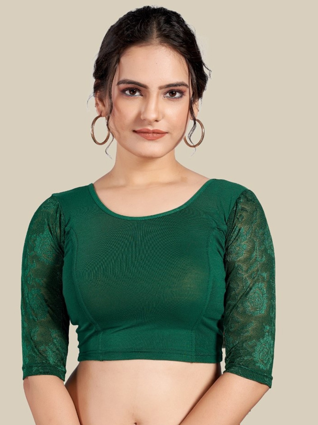 

HIMRISE Woven Design Saree Blouse, Green