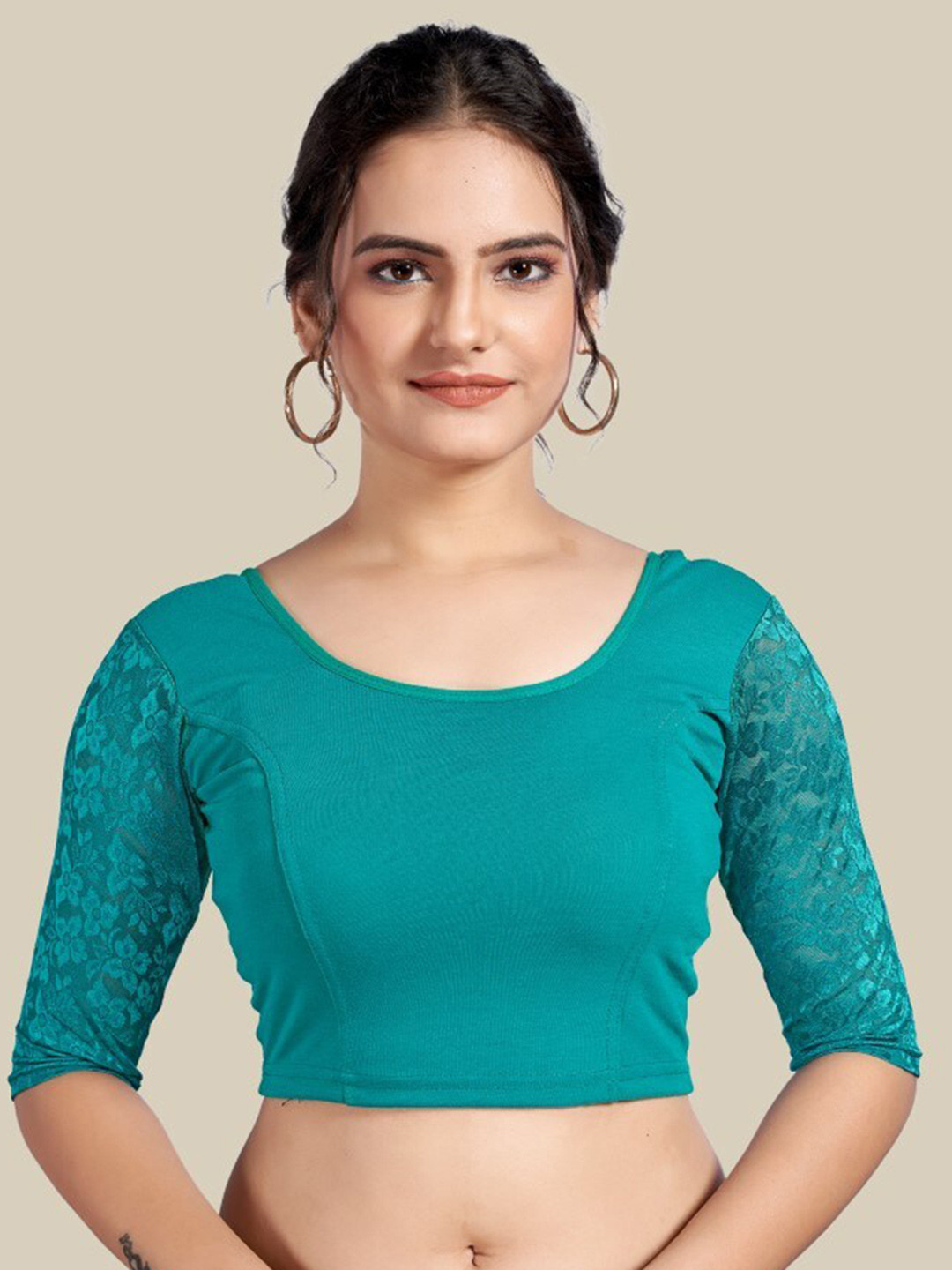 

HIMRISE Self Design Silk Saree Blouse, Blue